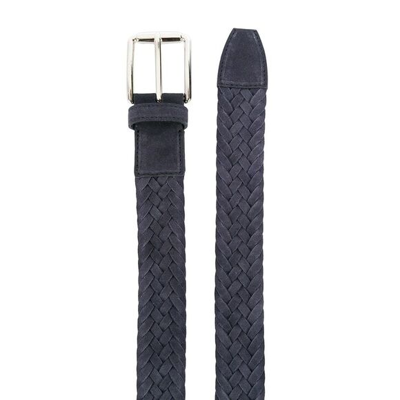 Tod's Men Woven Suede Belt With Branded Metal Buckle
